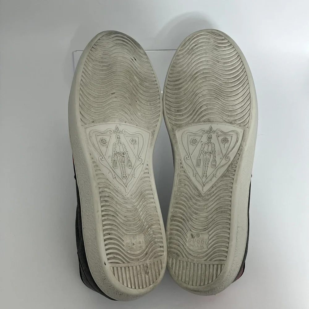 Gucci Ace GG Supreme Monogram Sneakers Grey Red Blue Web 429446 Mens 13